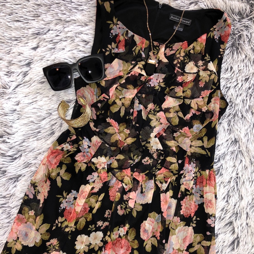 Sleeveless Floral Ruffled Dress Like New